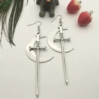 swords moon earrings witchy warrior pagan viking alternative gothic medieval silver color classic warrior gift women new