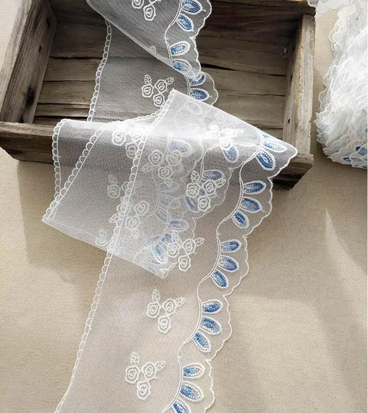 2 м/лот 12 см Ткань сделай сам кружево цвета слоновой кости синий сладкий кордат