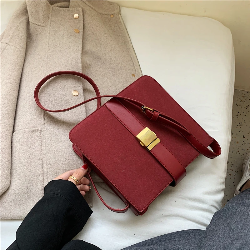 

Fashion New Small Square Bag Retro Crossbody Bag Women Frosted Leather Shoulder Bags for Women 2019 Autumn Simple Messenger Bag