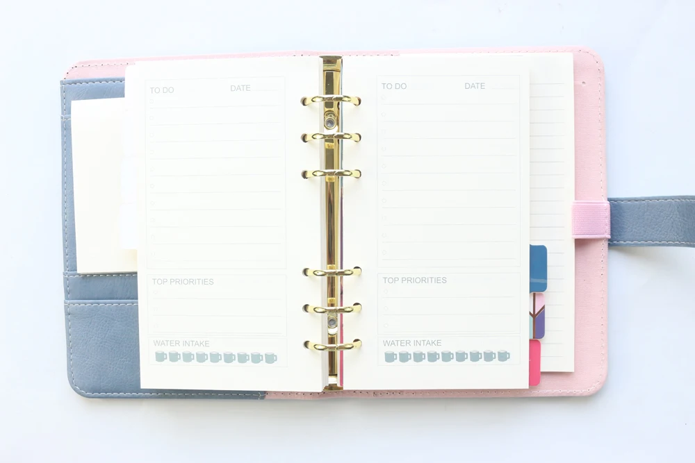 Domikee cute leather hardcover 6 rings binder planner agenda organizer office school refillable spiral notebooks stationery A5A6