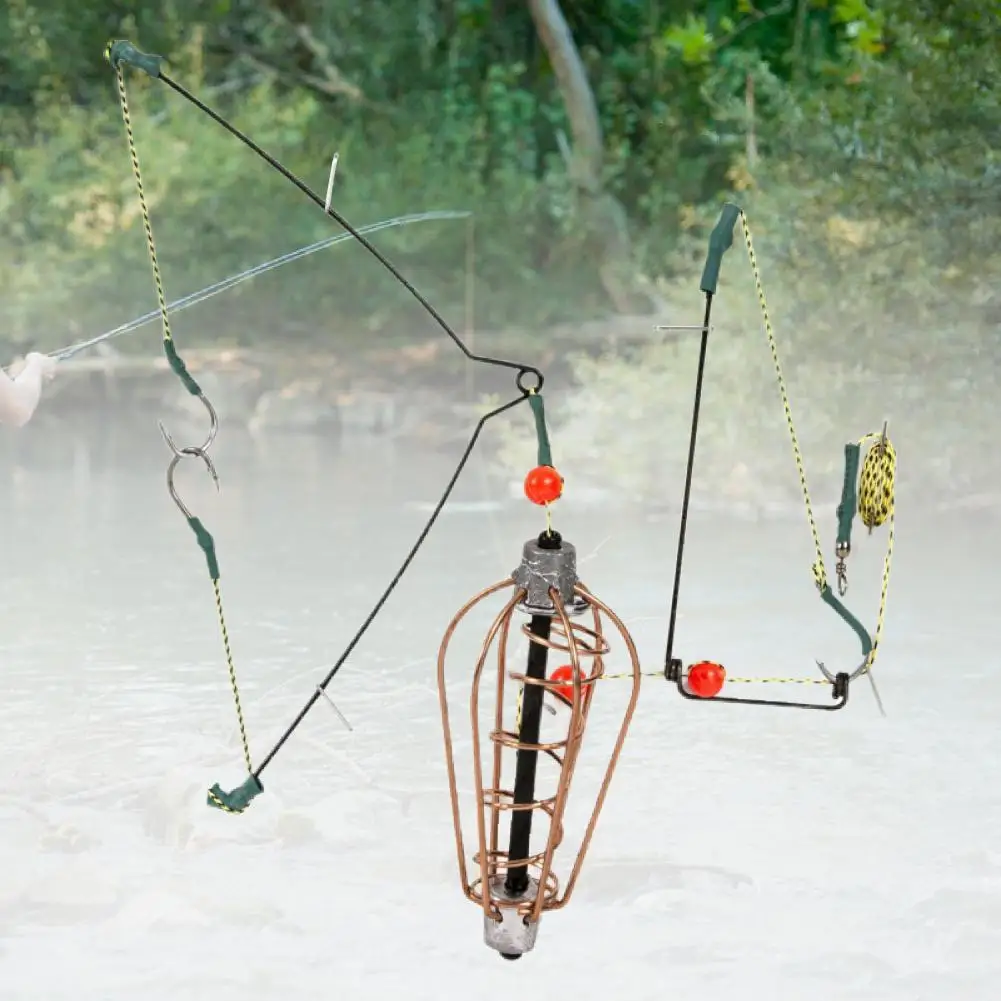 

Small Simple Fishing Bait Basket with Line Hooks Copper Fishing Bait Cage Practical for Fishing Lovers