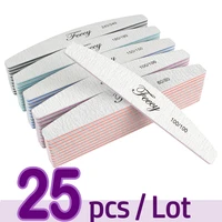 25pcslot double sides nail file sandpaper strong thick professional nail files buffer for manicure half moon sanding lime tool