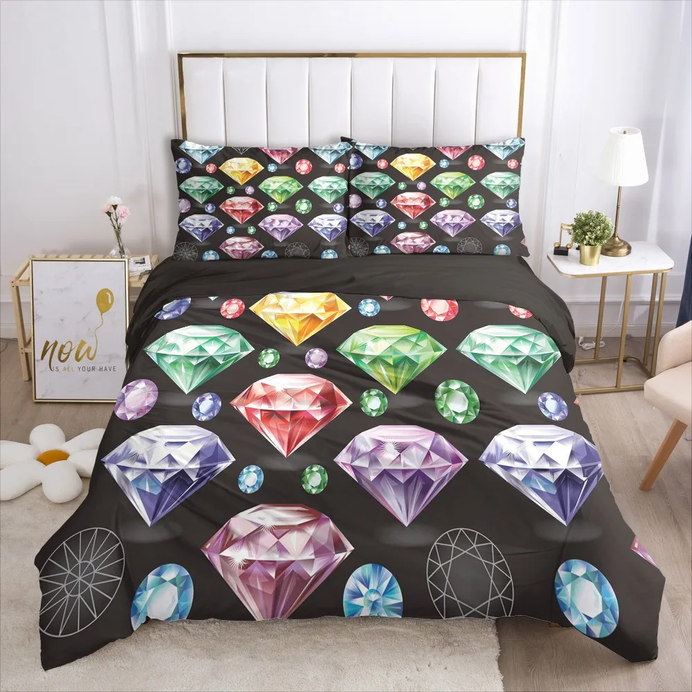 

3D Bedding Set Duvet Cover Sets Quilt Covers Pillowcase Comforter Case Bed Linen Twin Double Size Diamond Design Bedclothes