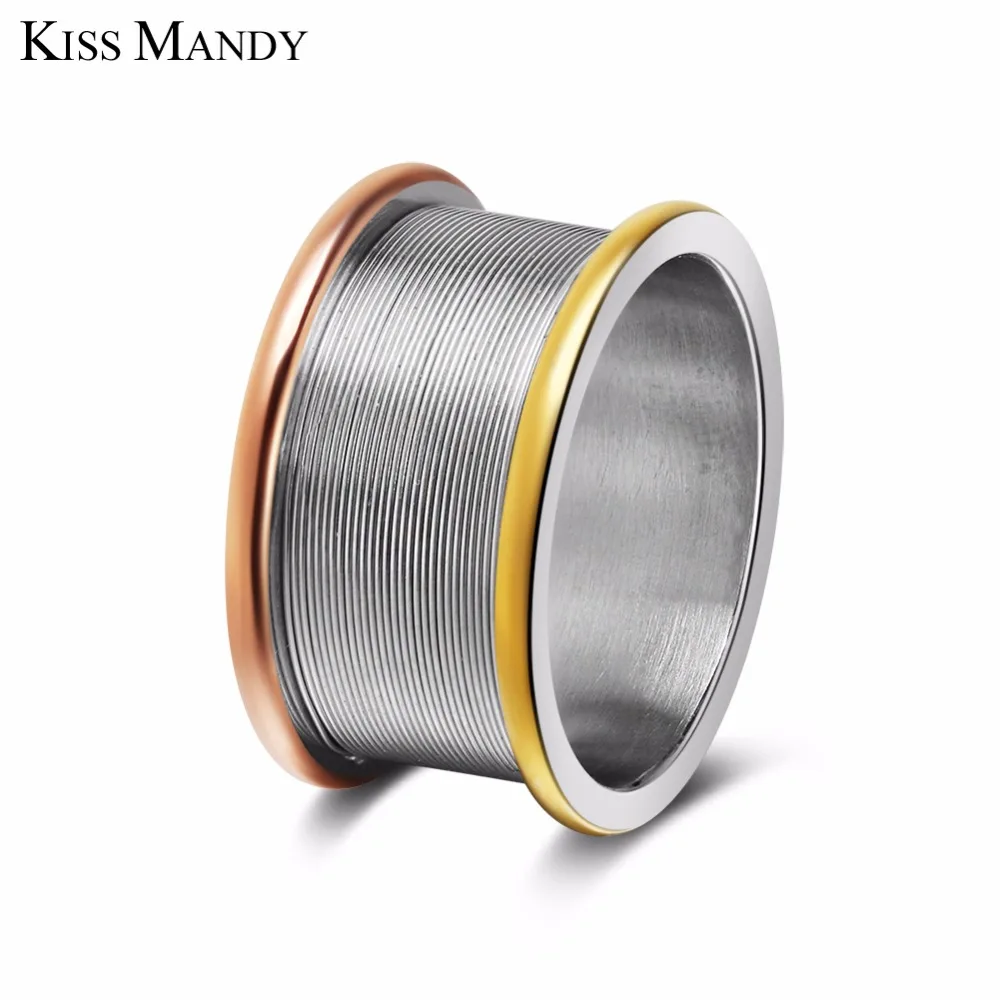 Женское кольцо из полированной титановой стали KISS MANDY Золотое на палец винтажные