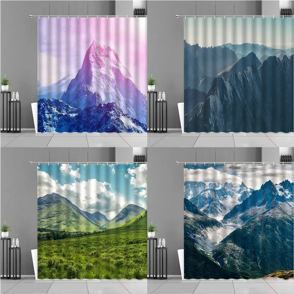 

Shower Curtains Natural Landscape 3D Printing Scenery Polyester Waterproof Bathroom Curtain Bathtub Screens Home Decor With Hook