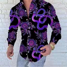 Мужская приталенная рубашка, Повседневная рубашка с длинными рукавами, пуговицами и отложным воротником, с 3D принтом, осень 2019