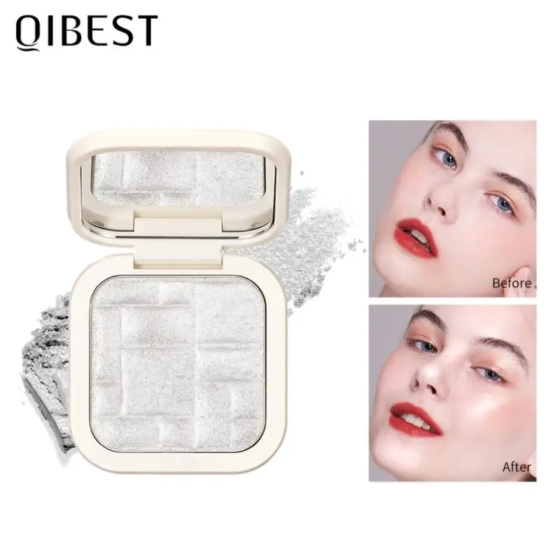 

QIBEST Natural High Gloss Brightening Mashed Potato Pressed Powder Diamond Sparkling Brighten Face Makeup Cosmetic TSLM1