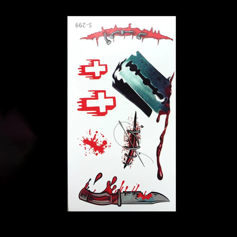 1 шт. водостойкие тату для Хэллоуина Зомби Шрамы Татуировки с искусственной