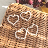 alloy simulated pearl beaded drop dangle earrings geometric love heart earrings crystal jewelry for women
