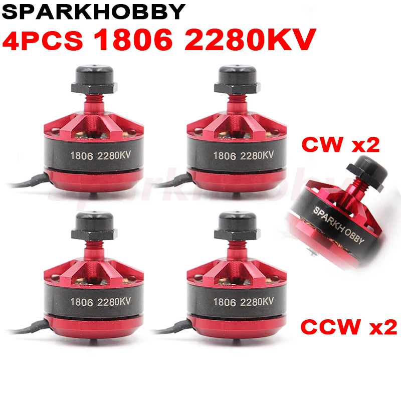 SPARKHOBBY абсолютно новые 4 шт. 1806 2280KV 2 3S Lipo 18 5g в обоих направлениях (CW CCW Для RC