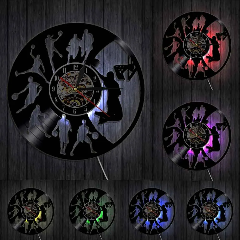 Настенные часы для баскетбола домашний декор спортзала баскетбольных игроков