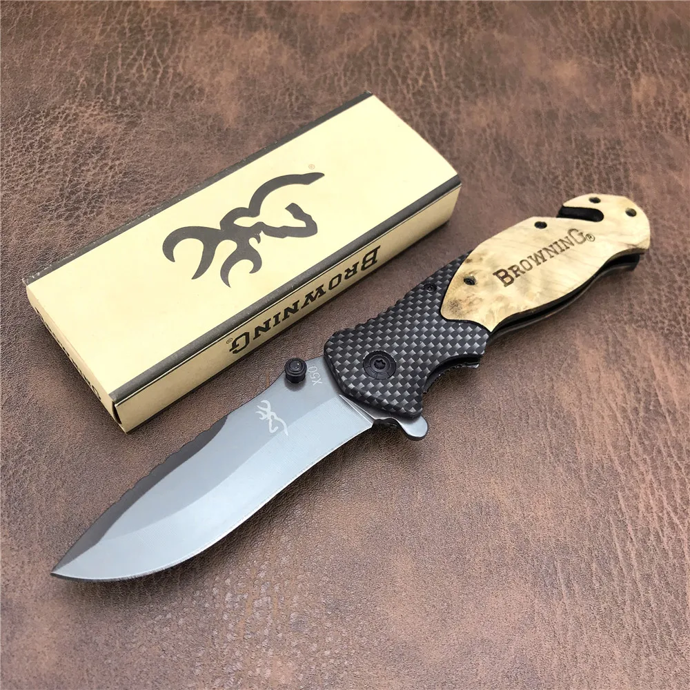 

Browning X50 Pocket Folding Knife Outdoor Portable Swiss Army Knife Red Shadow Wood Handle High Hardness Hunting Camping Tools