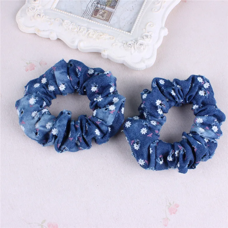 MeryYuer Женские эластичные джинсовые ободки для волос с принтом цветов для девочек, крепление пучка и аксессуары.