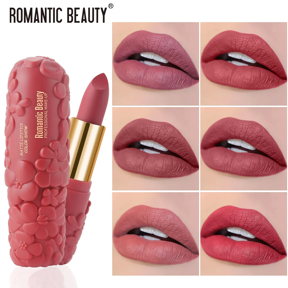 

6 Colors Velvet Matte Lipsticks Waterproof Long Lasting Sexy Red Lip Stick Non-Stick Cup Makeup Lip Tint Cosmetic