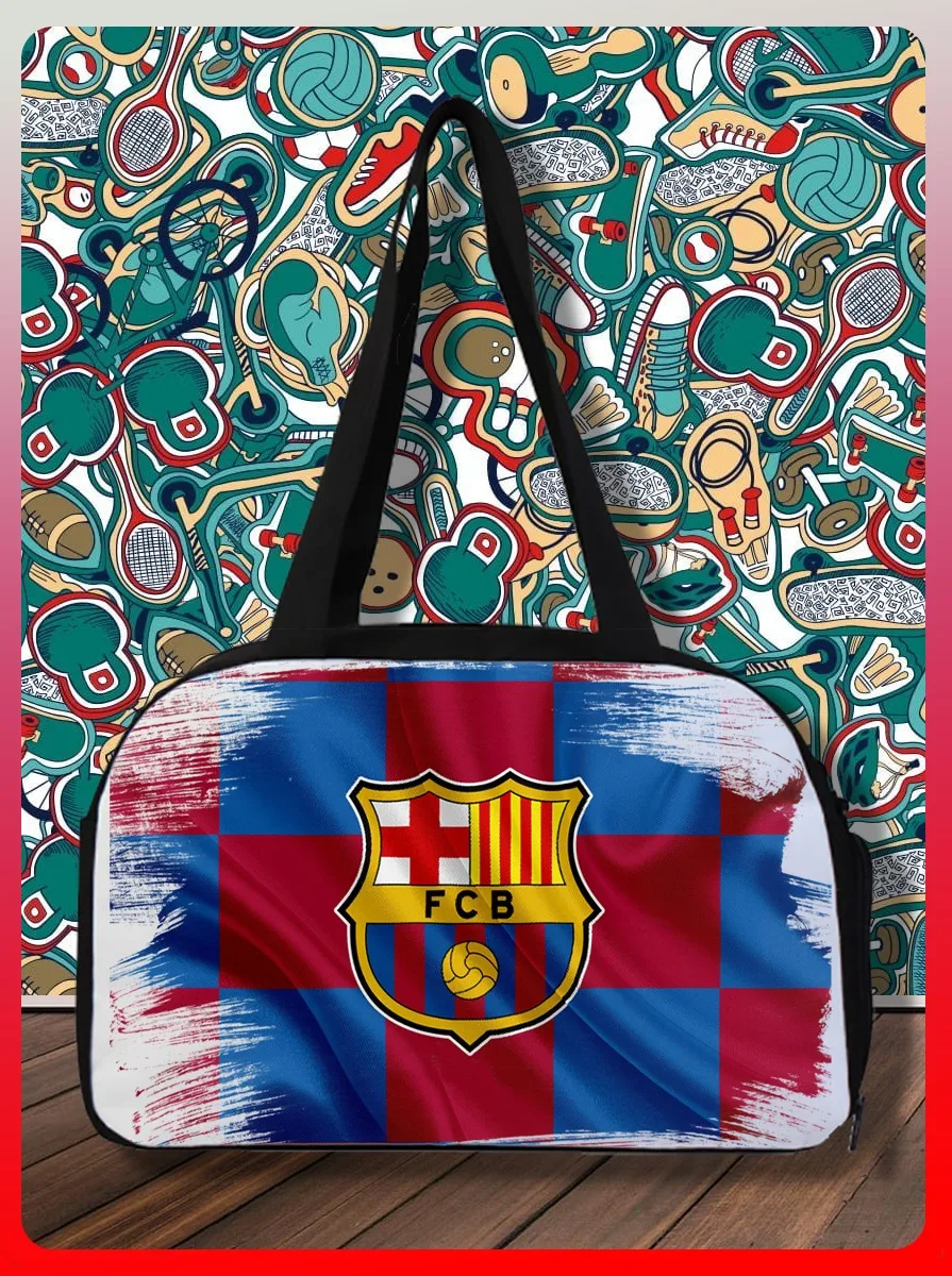 Спортивная сумка для спорта фитнеса похода с принтом Футбол (ФК Барселона