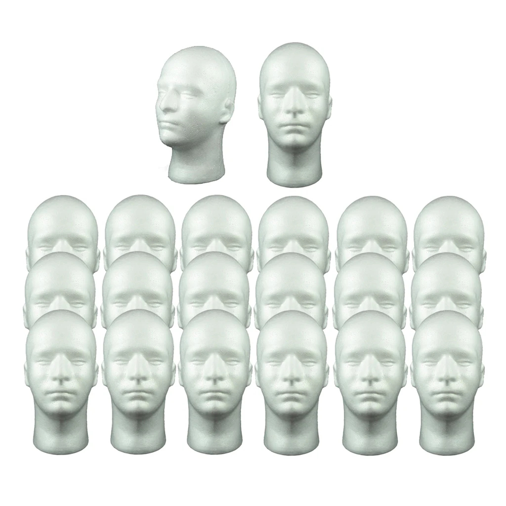 

20 Pcs Male Mannequin Head Manikin Head Wig Display for Glasses Hat Stand Salon