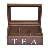 6 compartments bamboo tea box with cover coffee tea bag storage holder wooden organizer for home kitchen cabinets tea holders