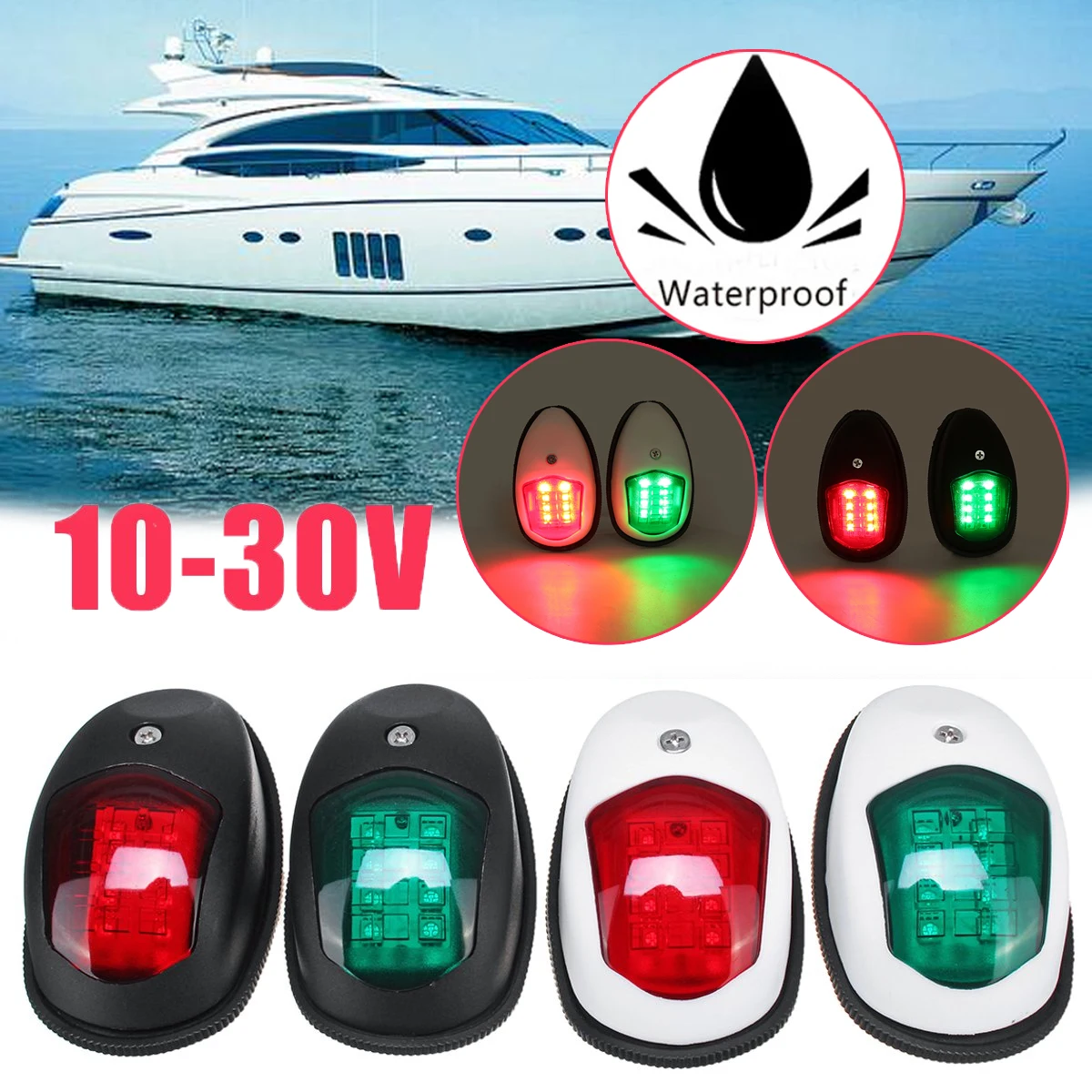 

2Pcs 10V-30V universal ABS LED navigation light signal light for ships, yachts, trucks, trailers