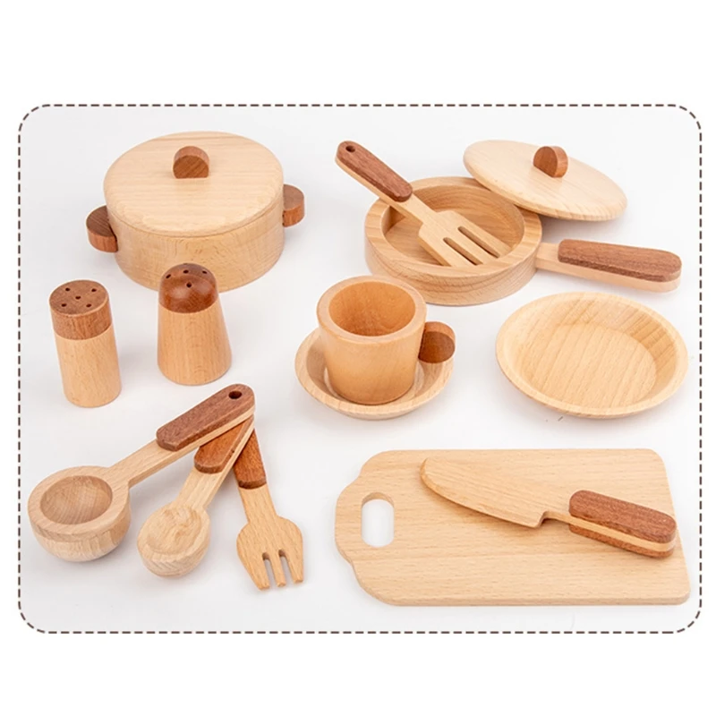 

Children Wooden Tea Set - Tea Pot Tea Cup Teatime Party Play Toy Dollhouse