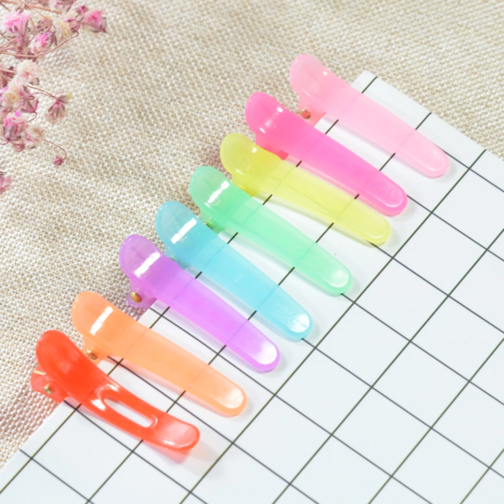 

50 Pieces Girl Kid Candy Color Plastic Single Prong Alligator Teeth Hair Clips Bowknot DIY Supplies 3.5cm