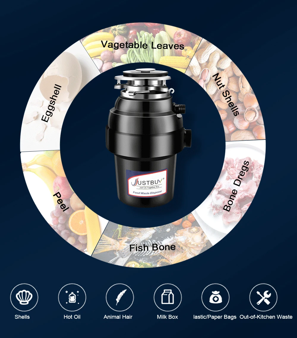 1200W Мусора Процессора удаление Дробилка Измельчитель пищевых отходов из