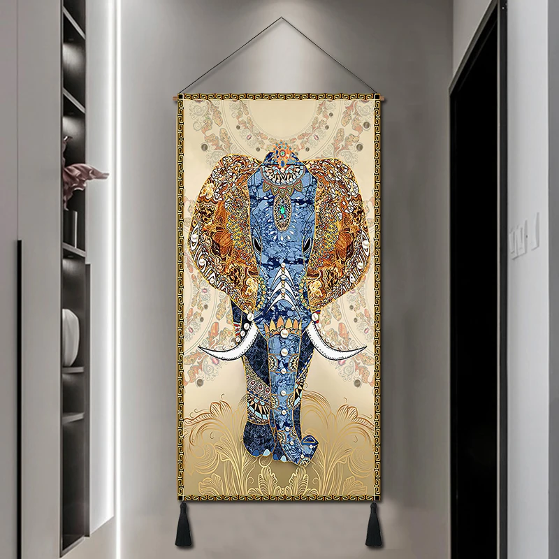 

GY светильник роскошный слон искусственная роспись Ресторан счастливая роспись гобелен подвесная ткань настенная живопись