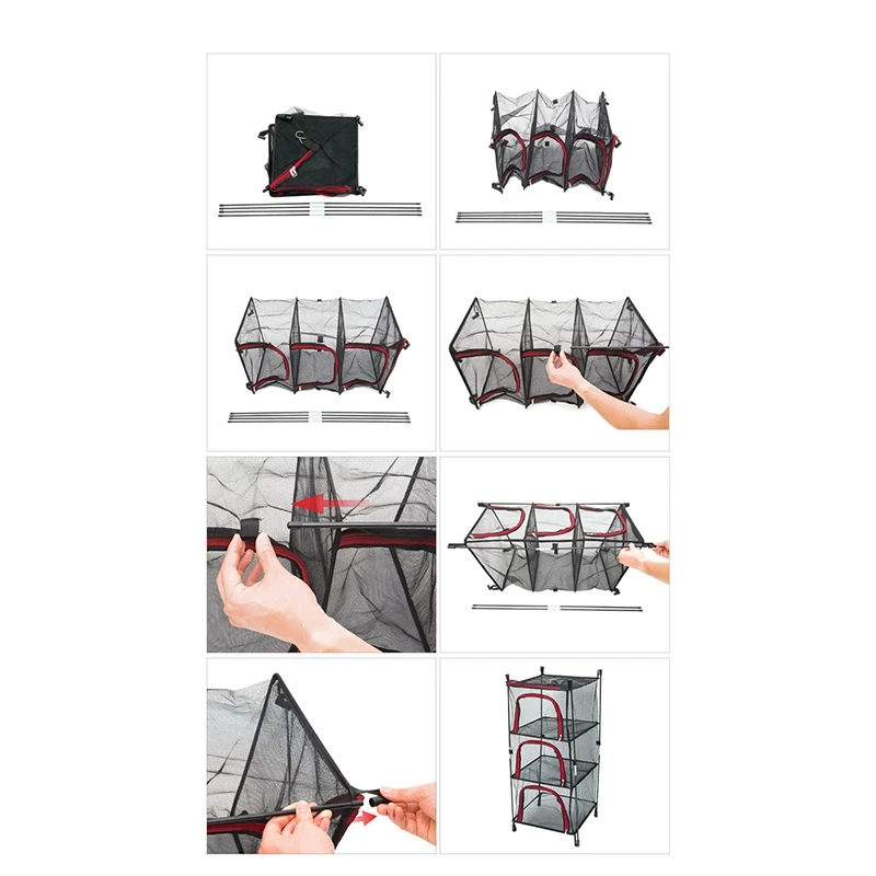 

Outdoor Folding Drying Net Four-Layer Storage Basket Storage Basket Camping Drying Fish Drying Net Rack Hanging Basket