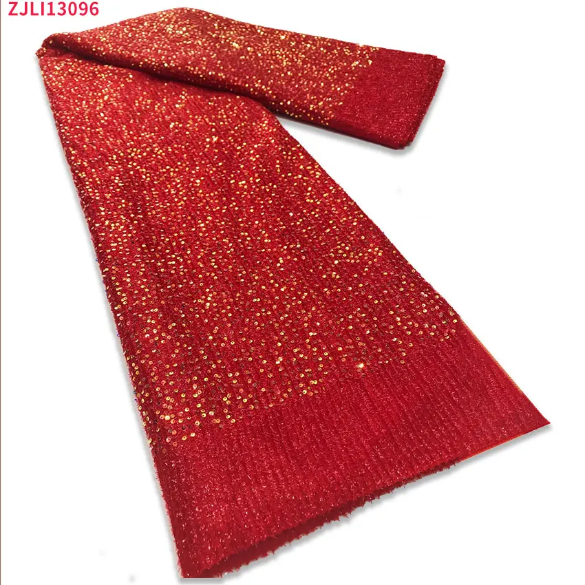 

2021 high quality African embroidery sequin lace suitable for ladies dress sewing ZJLI13096
