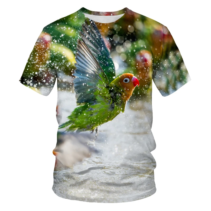 

Plant flower and bird pattern 3D printing 2020 summer T-shirt men's fashion men and women T-shirt soft texture casual fashion me