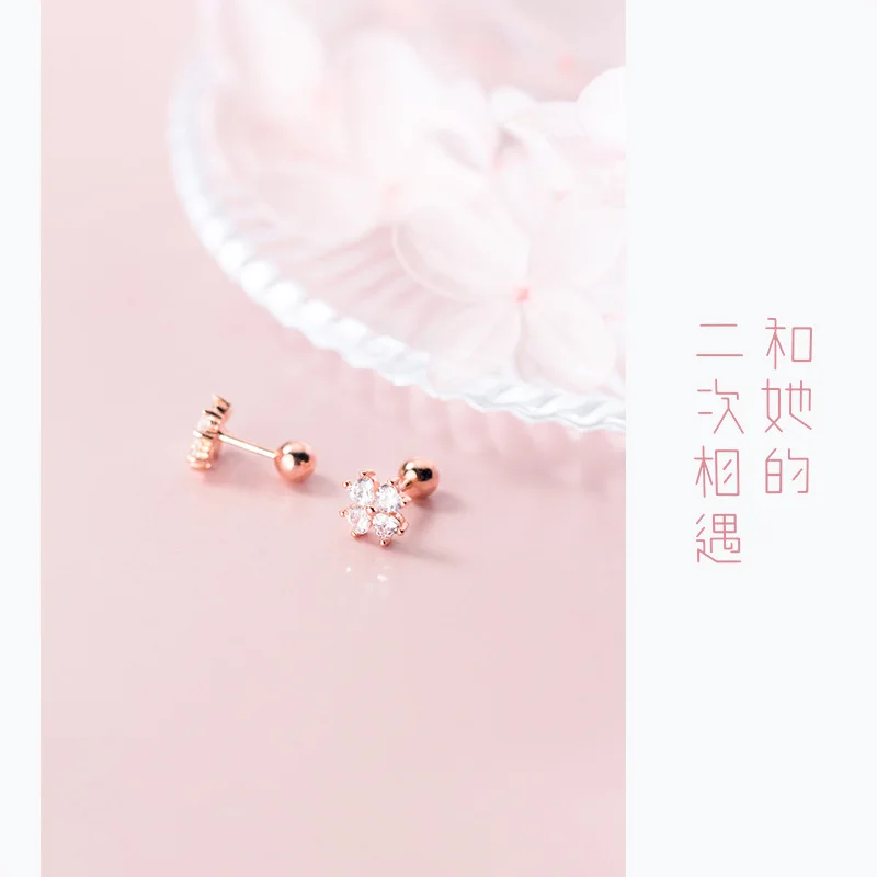 Женские серьги гвоздики с цветком розы Trustdavis минималистичные из 100%