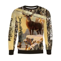 new fashion hunting men women 3d printed deer sweatshirt sleeve t shirt sport pullover tops tees v8