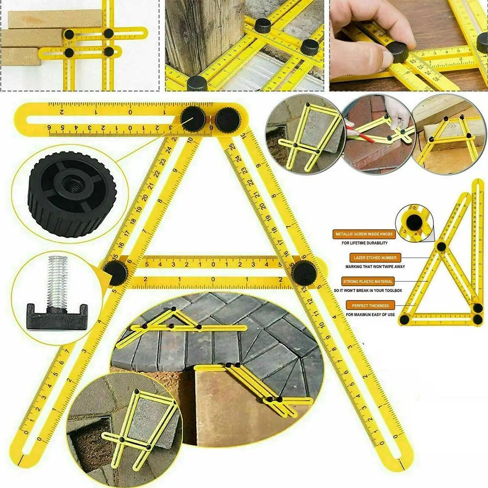 

Multi High-precision Angle Ruler 90 Degree Right Angle Carpentry Folding Ruler Movable Turning Ruler Thickened Square Ruler