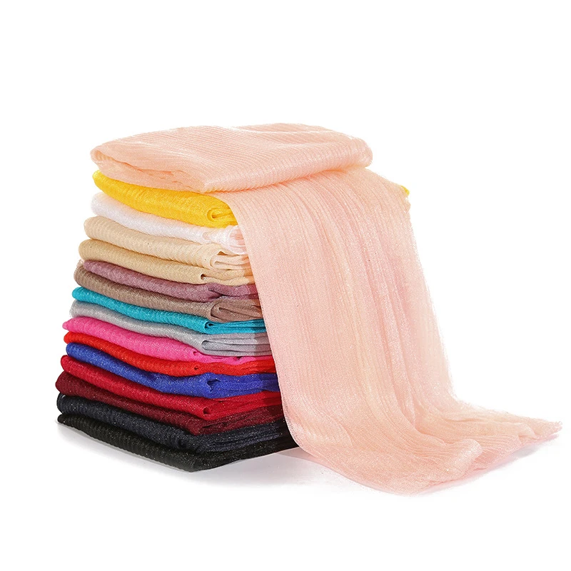 Женский хлопковый хиджаб шарф с блестящими блестками головной платок из золотой