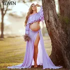 Шифоновое платье без Плеч из 2 частей для беременных платье с длинным рукавом для детского душа для фотосъемки необычный реквизит для фотосъемки платье YEWEN