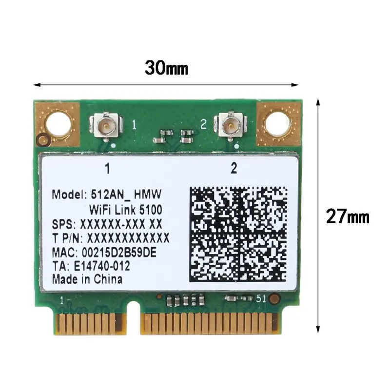 Двухдиапазонная беспроводная карта Wi-Fi 5100 512AN_HMW Mini PCI-e Wlan сетевая адаптер |