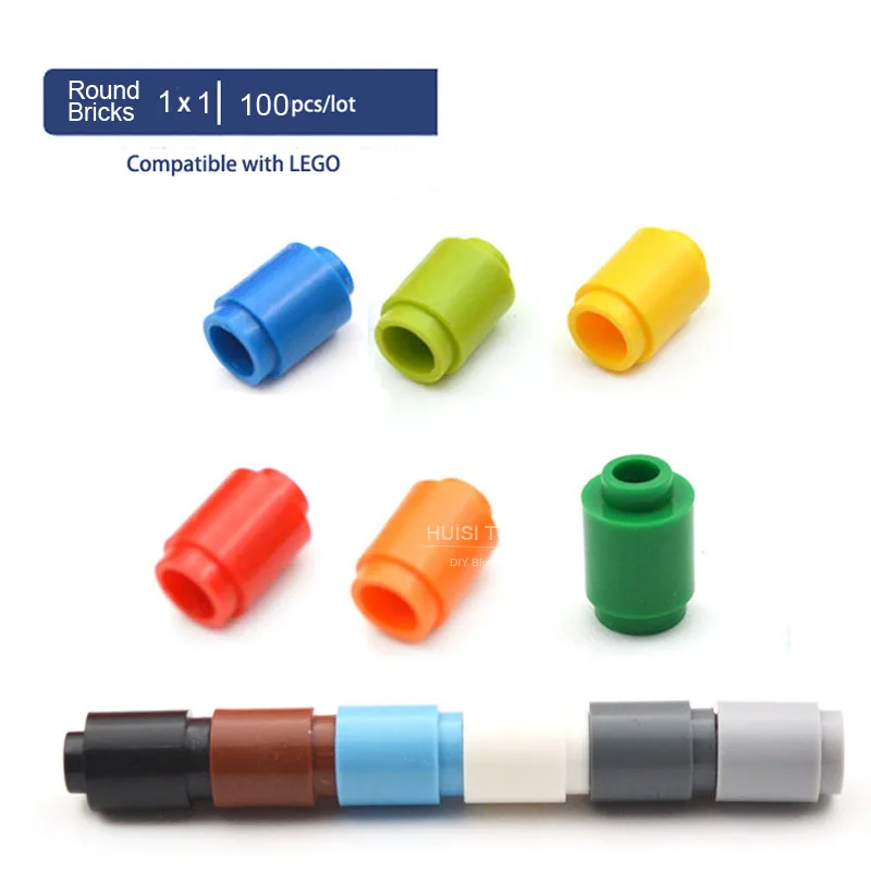 Совместимые блоки Legoes пластиковые строительные игрушки цилиндрические 1x1 раннее