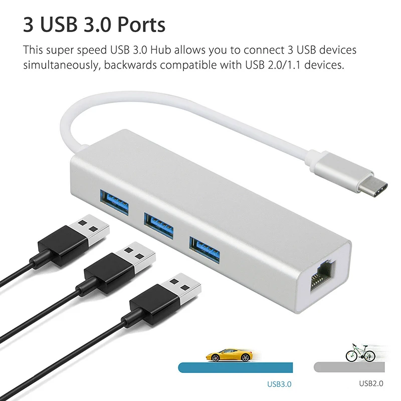 USB C концентратор Gigabit Ethernet Rj45 Lan адаптер Тип к 3 0 HUB10/100/1000 сетевая карта для MacBook