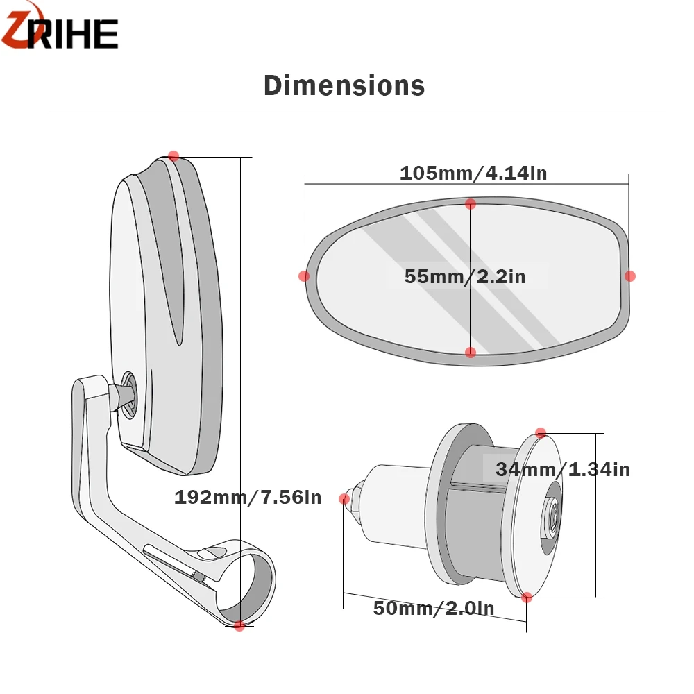 Мотоциклетное зеркало 7/8 дюйма 22 мм с ЧПУ алюминиевое рулевое боковое заднего