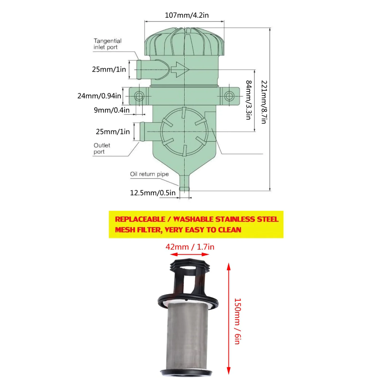 Универсальный масловоздушный сепаратор маслоуловитель из нержавеющей стали