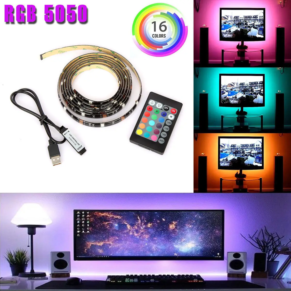 

SMD5050 USB Stripe LED DC5V Bluetooth RF Remote Flexible Neon Lampe Waterproof TV Background Light Strip Ribbon RGB Tape For PC