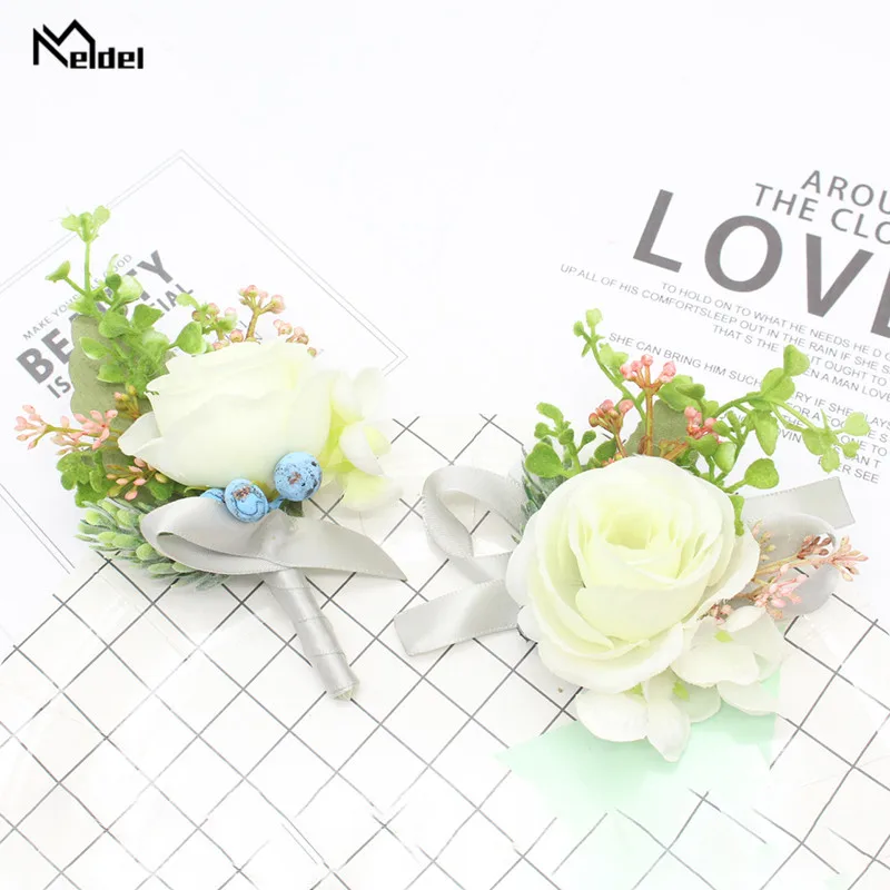 Мелдель красные розы свадебные корсажи и бутоньерки шелковые цветы корсаж