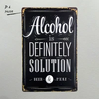 dl metal tin sign alcohol is solution bar pub vintage retro poster cafe art