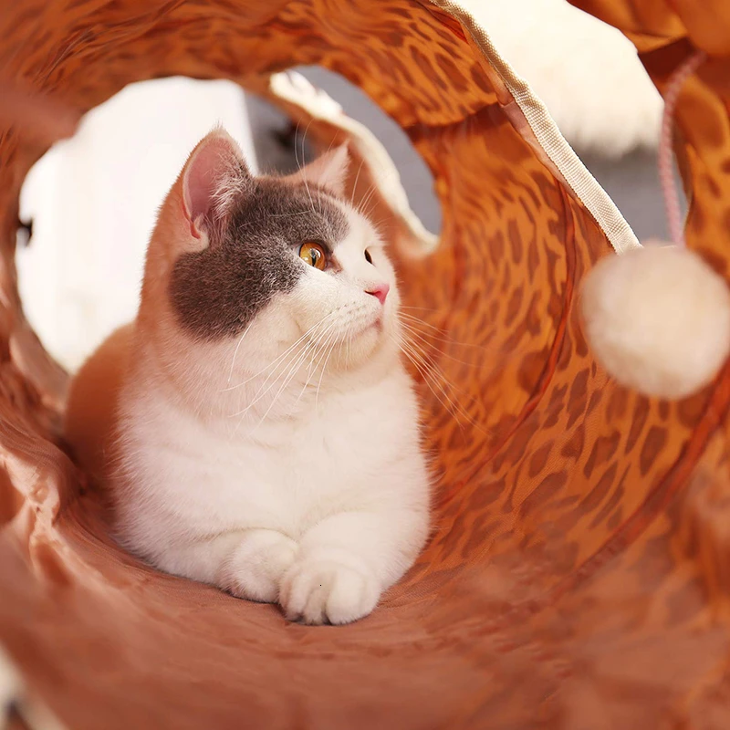 MESNUG Леопардовый принт кошка тоннель заглянуть отверстие короткий плюшевый