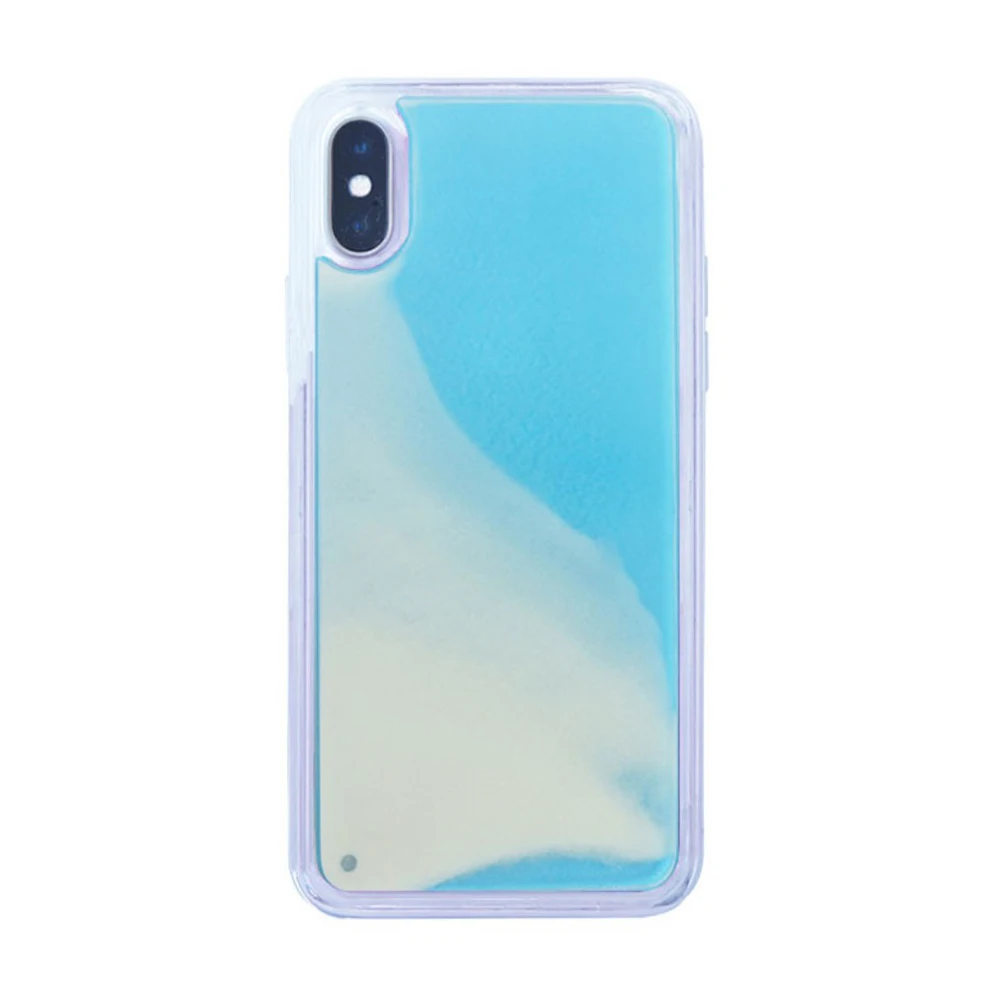 Неоновый светящийся жидкий зыбучий песочный чехол для телефона iPhone 11 Pro 7 8 6 Plus X XR