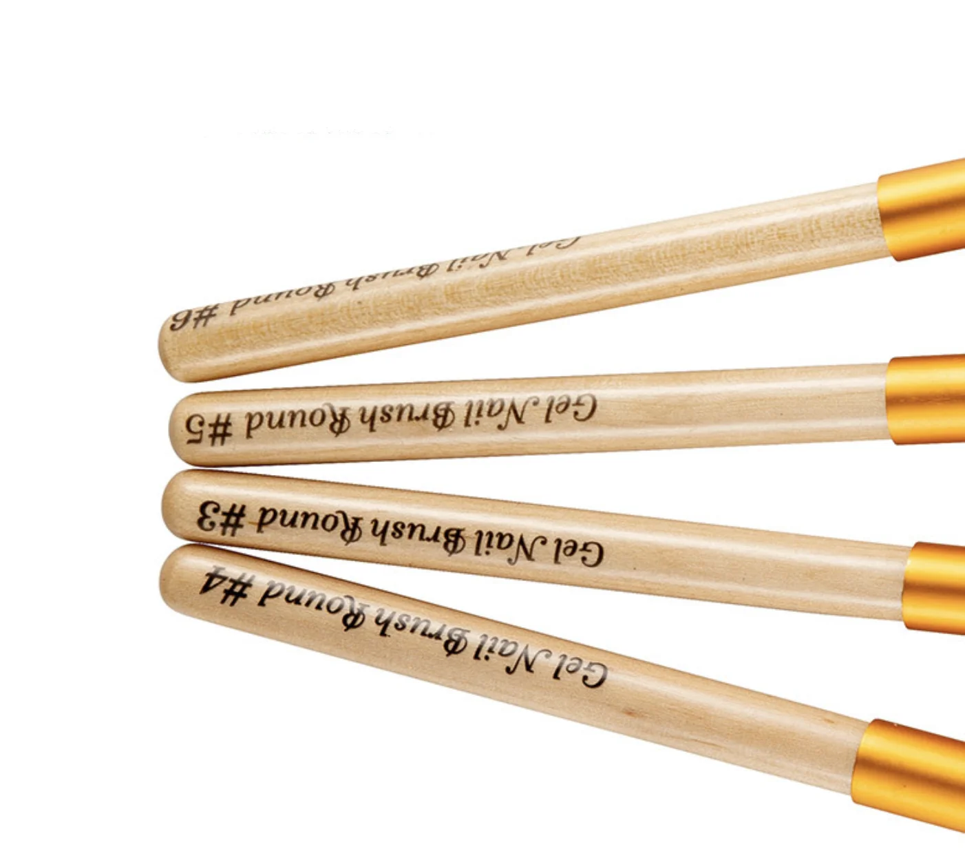 

1Pc Gold Nail Polish Glue Light Therapy Pen Wooden Row Brush Round Head Painted Brushed Ongle Equipment Art Tool for Manicure