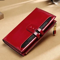 genuine leather women long wallet womens luxury design coin card bag 2021 fashion new solid color vintage zipper purse