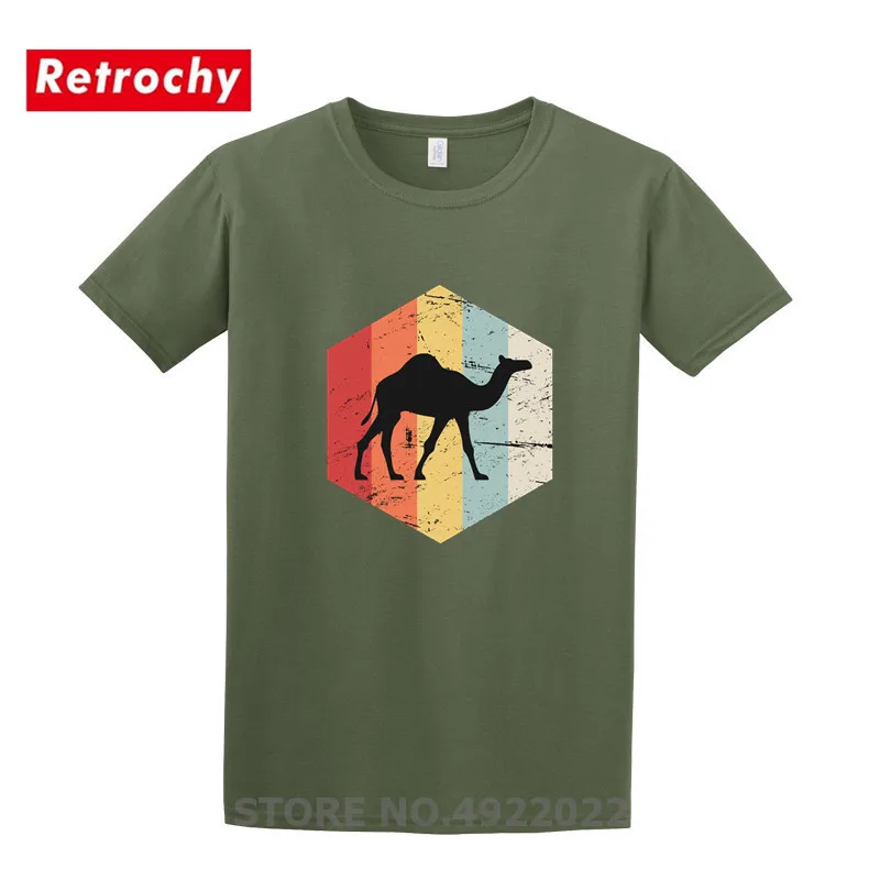 Мужская футболка в стиле ретро 70-х верблюд облегающая с принтом животных и