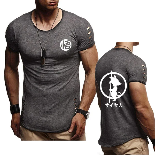 Men's T-shirt summer Anime Dragon Ball Hoodies Super Saiyan Dragonball Son Goku high quality Cotton Crew neck Men short sleeve H |