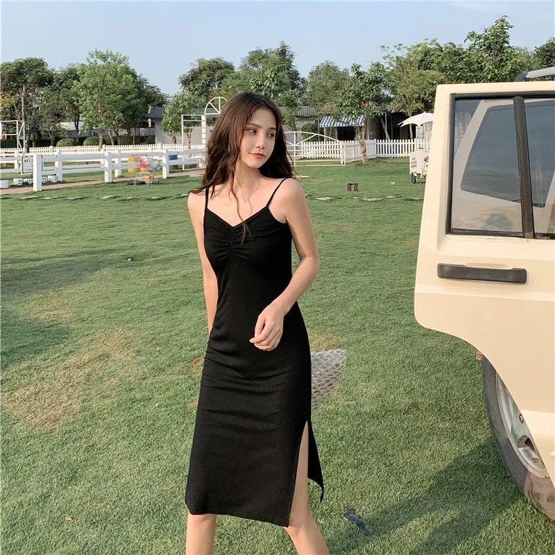 Женское мини платье в Корейском стиле Модная одежда без рукавов Платье на
