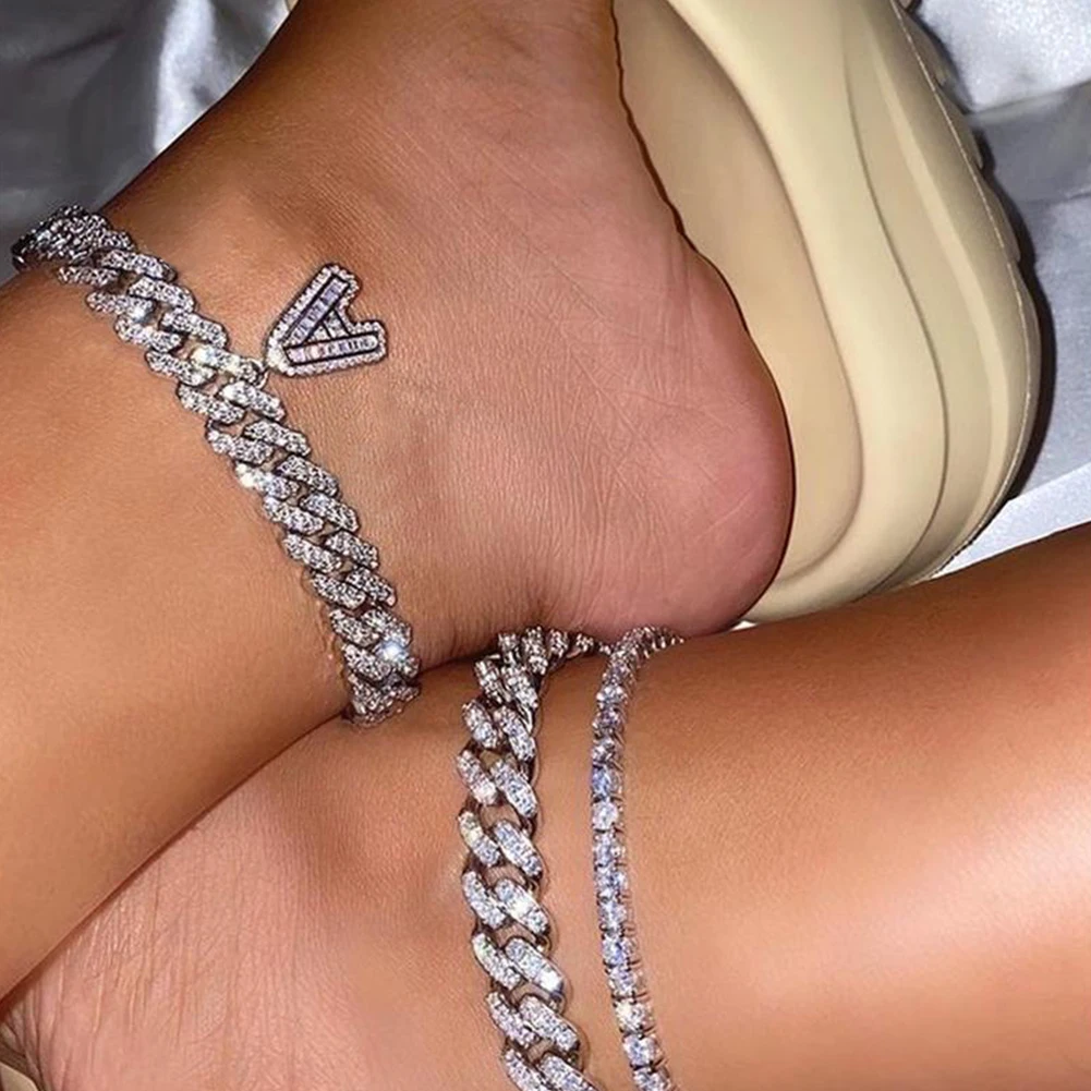 

Женские браслеты на лодыжку, браслеты с кубинскими звеньями, цепочка для ног, ювелирные украшения для пляжа, лето, 2021